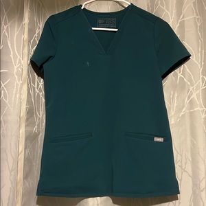 FIGS 3 POCKET SCRUB TOP XXS CARRIBEAN BLUE